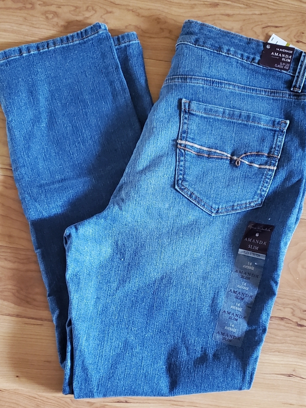 New Women’s 14 Gloria Vanderbilt Amanda Slim Flex Stretch Jeans Pants